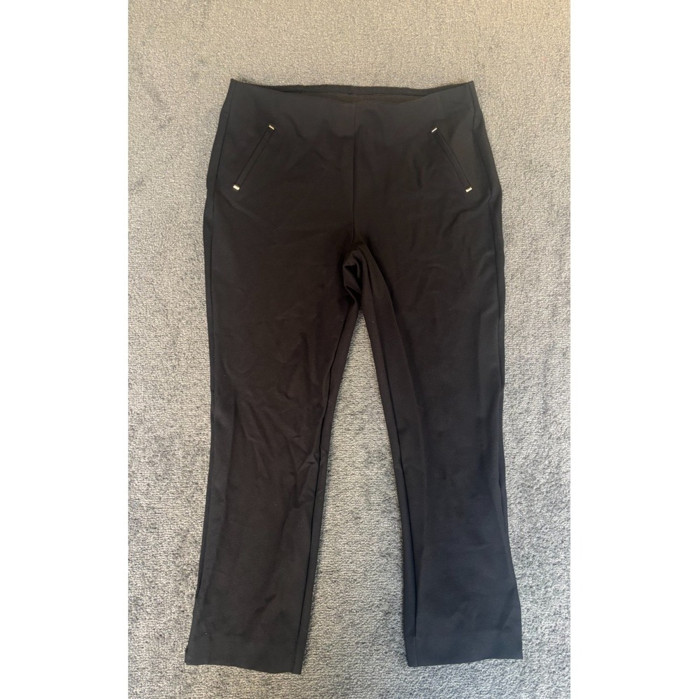 Chico's Legging Women's Size 14 Black Rayon Stretch Elastic Waist Pull On‎
